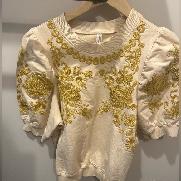 Anthropologie Embroidered Puff Sleeve Sweater XS - Picture 4 of 8